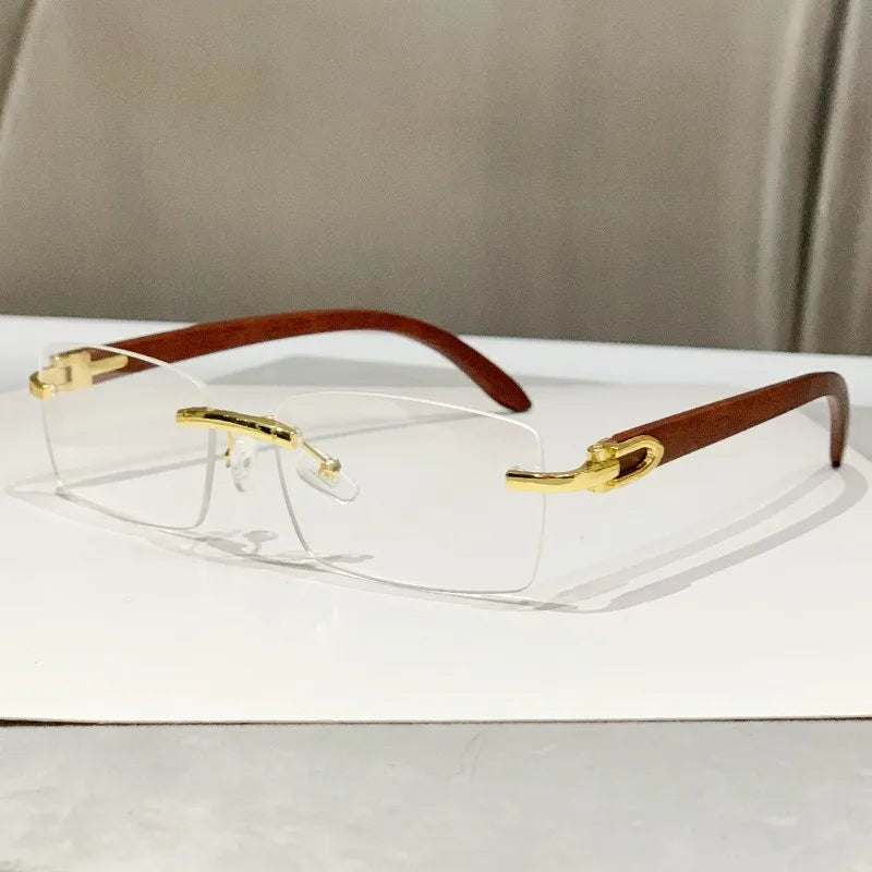 2025 Designer Rimless Rectangle Sunglasses - UV400 Lens Clear