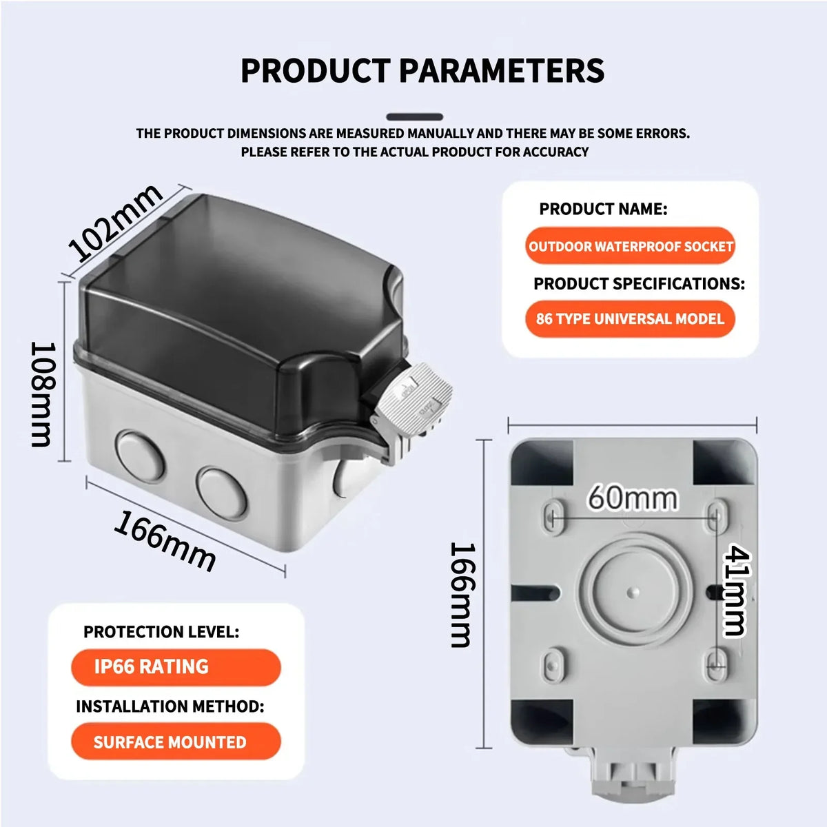 Electrical Sockets IP66 Waterproof Junction Connector Plastic Box 3 Pin ...