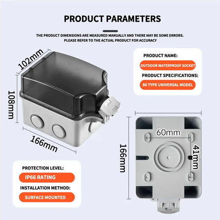IP66 Outdoor Junction Box 3 Pin Connector &ndash; Panel Mount