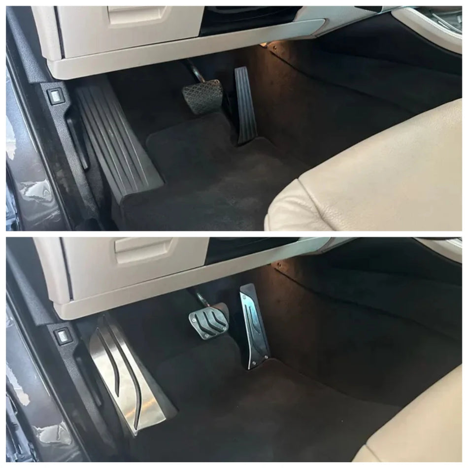 Pedais de Carro para BMW M5 F10 F11 em Aço Inoxidável com Inserções em Borracha para Melhor Aderência e Aspeto Interior Desportivo