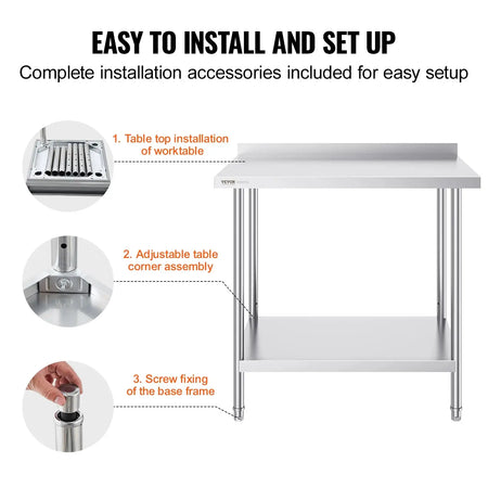 Adjustable Height Stainless Steel Prep Table 24x36