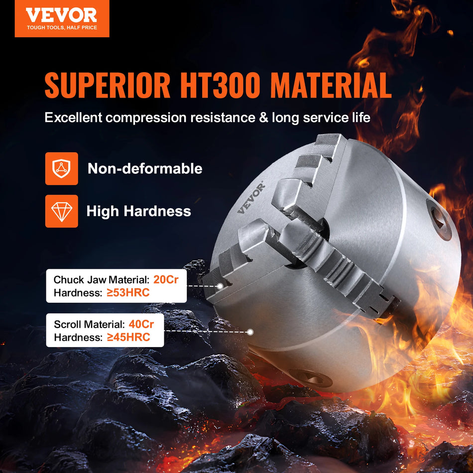 Mandrino per tornio autolocante a 3 ganasce 100 a 250mm