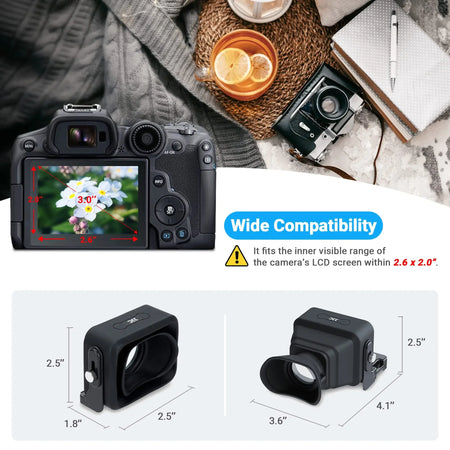 JJC 3X LCD Viewfinder for Cameras - Fits Sony, Nikon, Canon