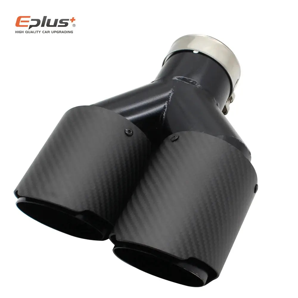 EPLUS Car Matte Carbon Fiber Muffler Tip Y Shape Double Exit Exhaust Pipe Mufflers Nozzle Decoration Universal Stainless Black by InterCyprus Trading Ltd