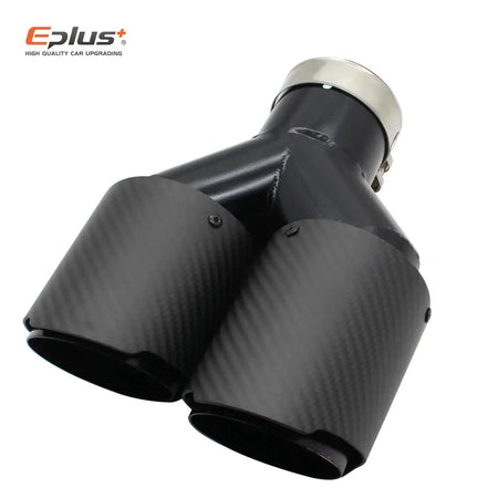 EPLUS Car Matte Carbon Fiber Muffler Tip Y Shape Double Exit Exhaust Pipe Mufflers Nozzle Decoration Universal Stainless Black by InterCyprus Trading Ltd