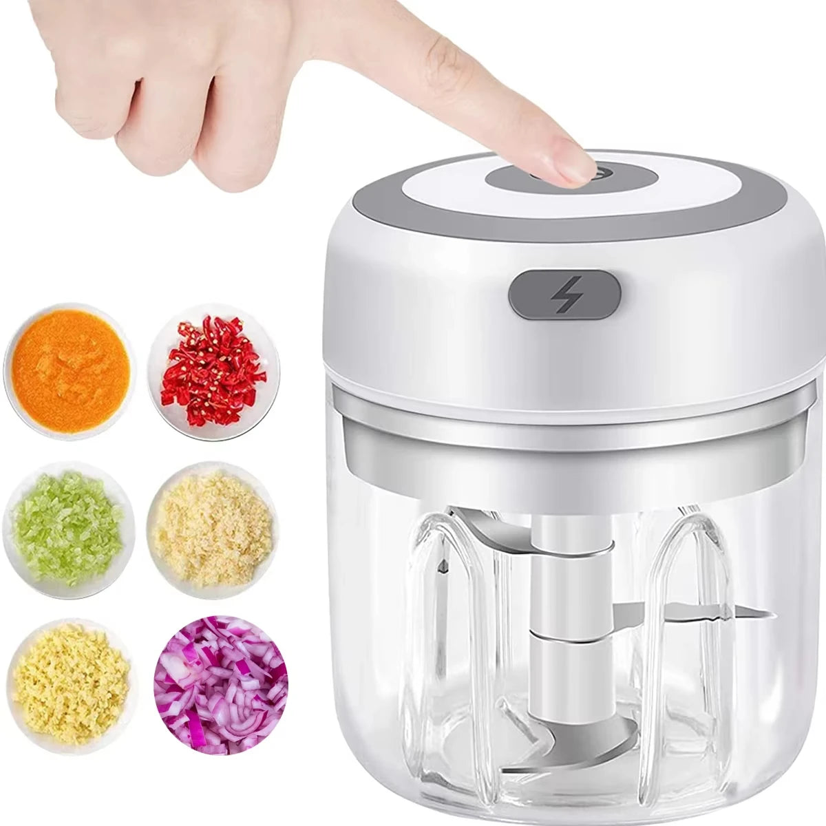 Electric Kitchen Food Chopper &ndash; Convenient USB Portable Design White Set