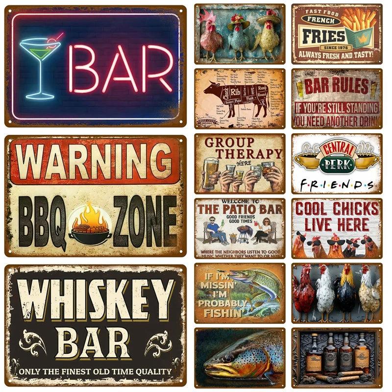 Cartelli in latta vintage da bar 20x30cm decorazione retrò per soggiorno