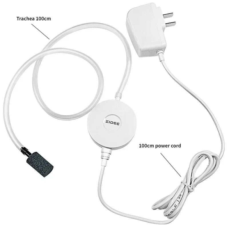 220-240V Mini Aquarium Oxygen Pump &ndash; Ultra Quiet Low Noise Round white / EU Adapter Plug