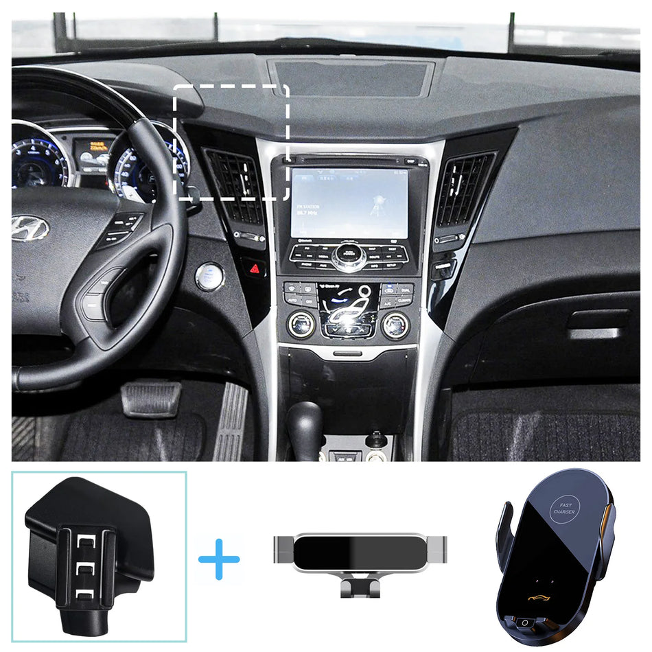 Car Phone Holder With Wireless Charging For Hyundai Sonata YF 2011-2014