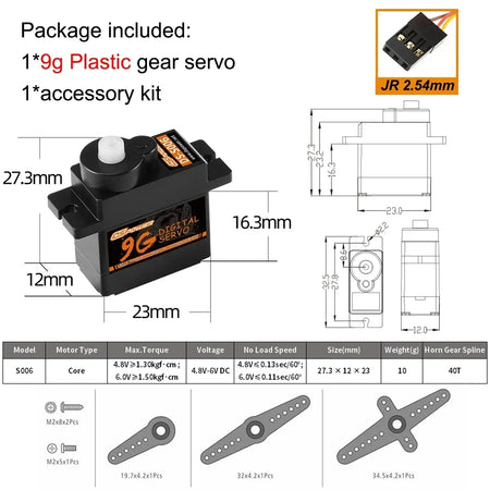 DSPOWER Micro Servo &ndash; Precision Performance for RC Vehicles 9G S006 JR2.54 BK