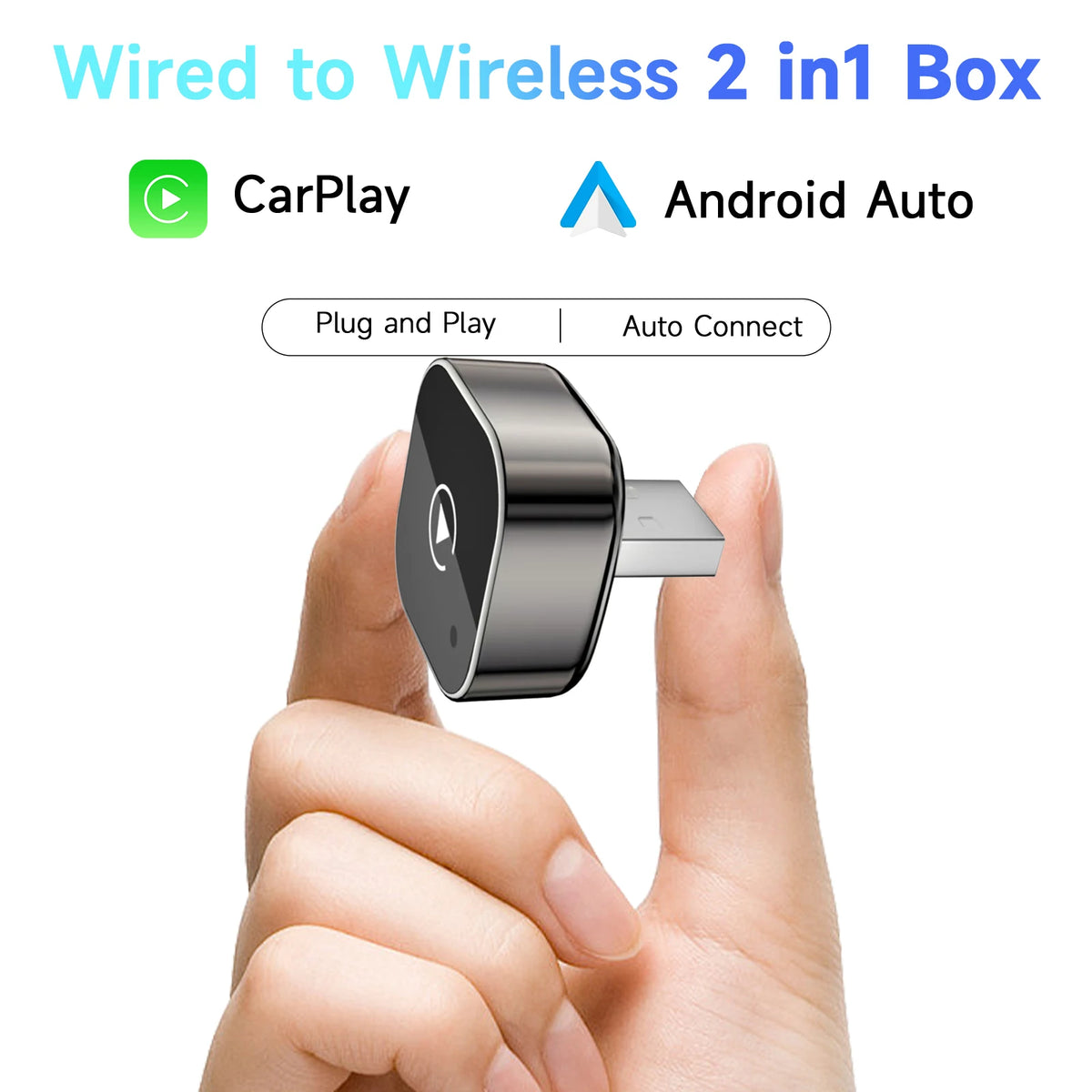 Pionray 2in1 Wireless CarPlay &amp; Android Auto Adapter for Smart Cars