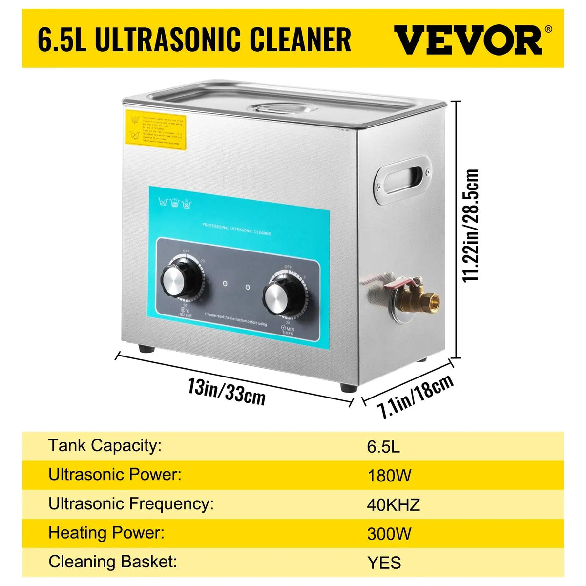 Portable Ultrasonic Cleaner 2To30L Electric For Home Office 6.5 L / france
