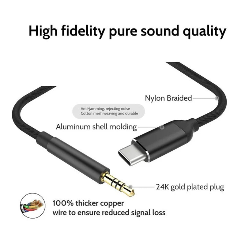 USB Type C to 3.5mm Aux Audio Adapter