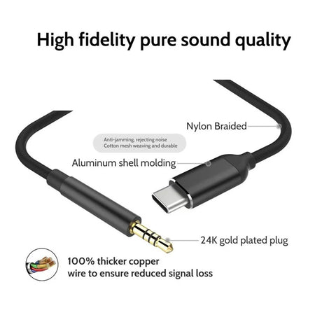 USB Type C to 3.5mm Aux Audio Adapter
