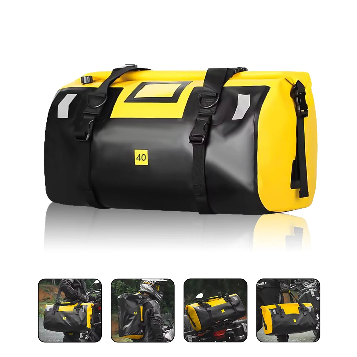 SOYAVISION Y-MC0052 &ndash; Waterproof Motorcycle Tail Bag 40L Yellow NO Logo