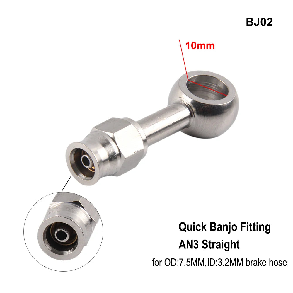 AN3 Motorcycle Hydraulic Brake Oil Hose Line Banjo Fitting M10x1 &ndash; Durable Stainless Steel Construction straight