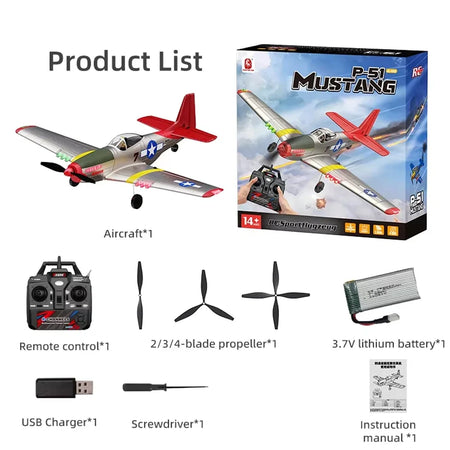 P51 Mustang Fighter 4CH Remote Control Aircraft &ndash; Foam Toy Red