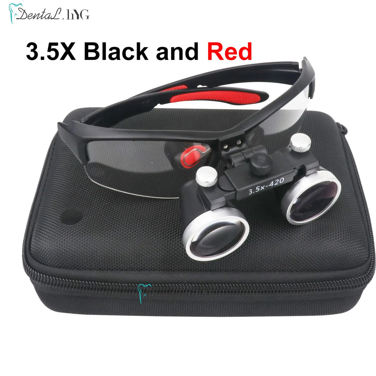 Dentistry Binocular Magnifier 2.5X 3.5X Loupes &ndash; Ultralight 3.5X Black and red