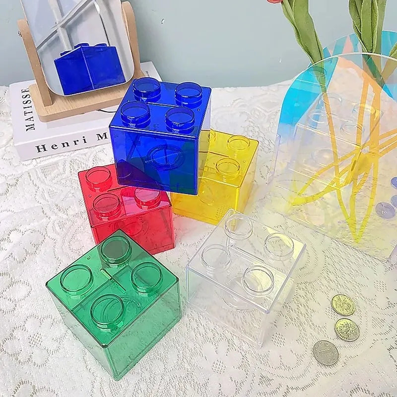 Transparent Building Block Money Box &ndash; Creative Coin Storage and Home Decor