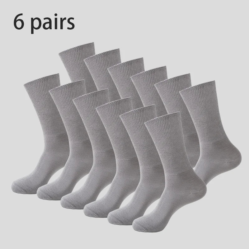 ZEXOLAP 6 Pairs Diabetic Socks &ndash; Comfortable Moisture Wicking Fabric Light gray 6 pairs / EU 39-45