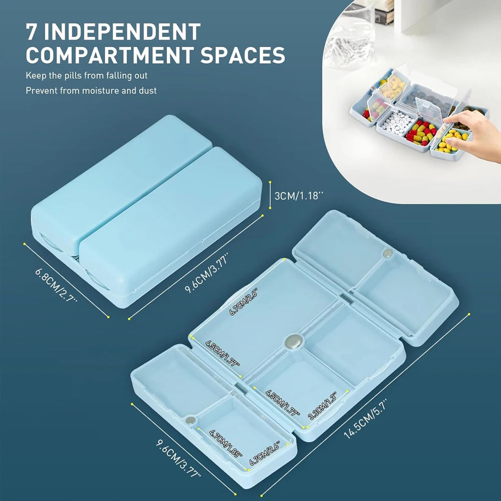 1Pcs Daily Pill Organizer &ndash; Portable Folding Design for Travel