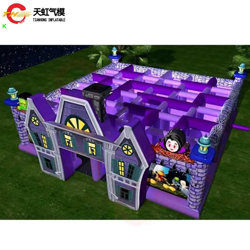 8x8m Φρικτή Μάγισσα Φουσκωτός Στοιχειωμένος Λαβύρινθος Δωρεάν Φυσητήρας