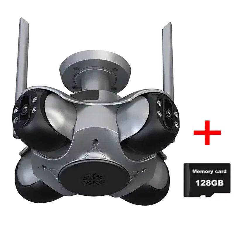 20MP HD Four Screens WiFi IP Camera &ndash; Auto Tracking With 128GB Card / EU Plug