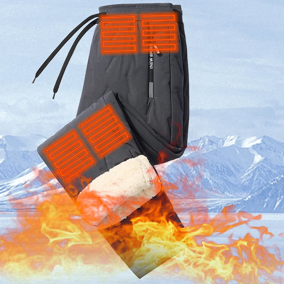 Miesten vedenpitävät talvi lämpimät fleece urheiluhousut