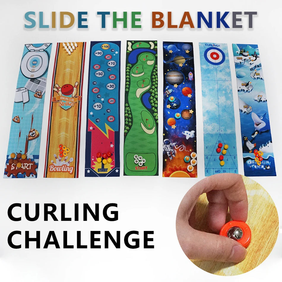 Montessori Tabletop Puzzle Game for Kids with Mini Curling and Sports Theme, Parent-Child Interactive Educational Gift