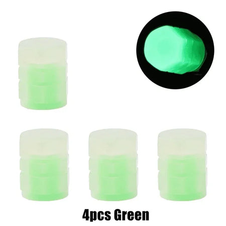 4PCS Motorcycle Valve Caps &ndash; Luminous Design for Enhanced Visibility green-4pcs
