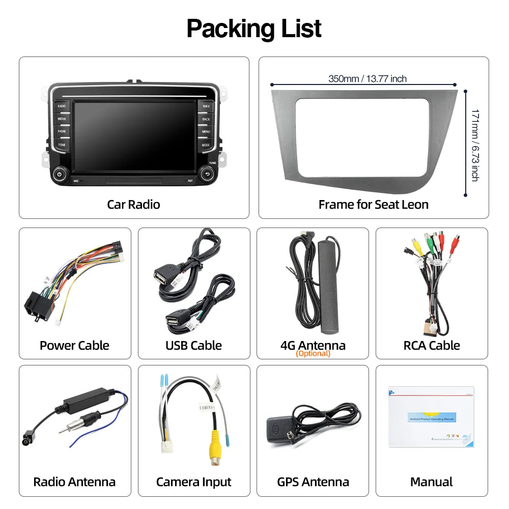 Car Radio For Seat Leon 2 05-12 LHD - CarPlay Android Auto