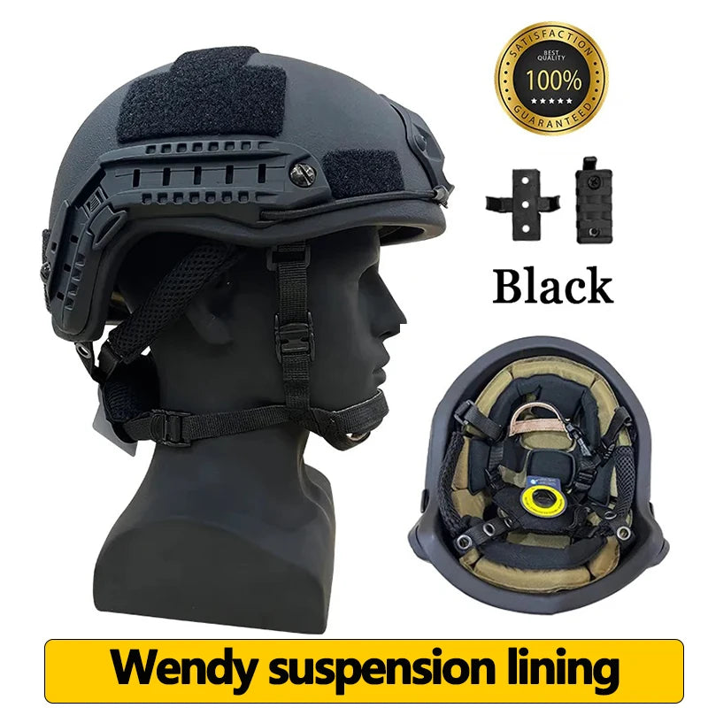 Fast Ballistic Helmet &ndash; NIJ III+ 7.62 Mm Protection Wendy Black / M 53-58cm
