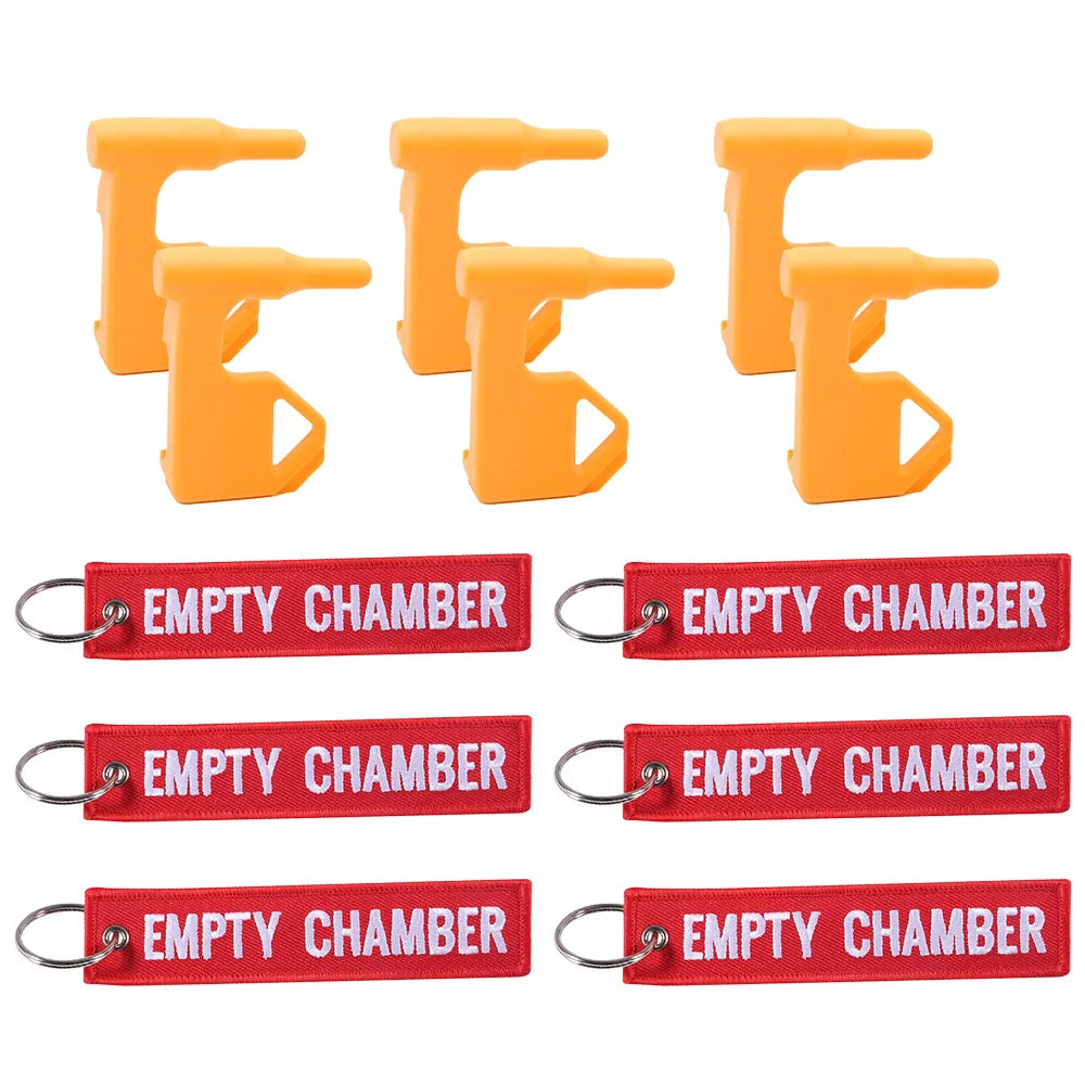 6 Pcs Empty Chamber Key Chains &ndash; Double Sided Embroidered Red