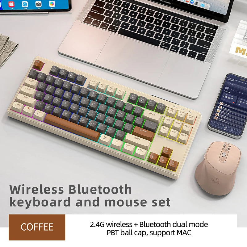 M87 Wireless Keyboard Gaming - Dual Mode Bluetooth RGB Coffee Kit