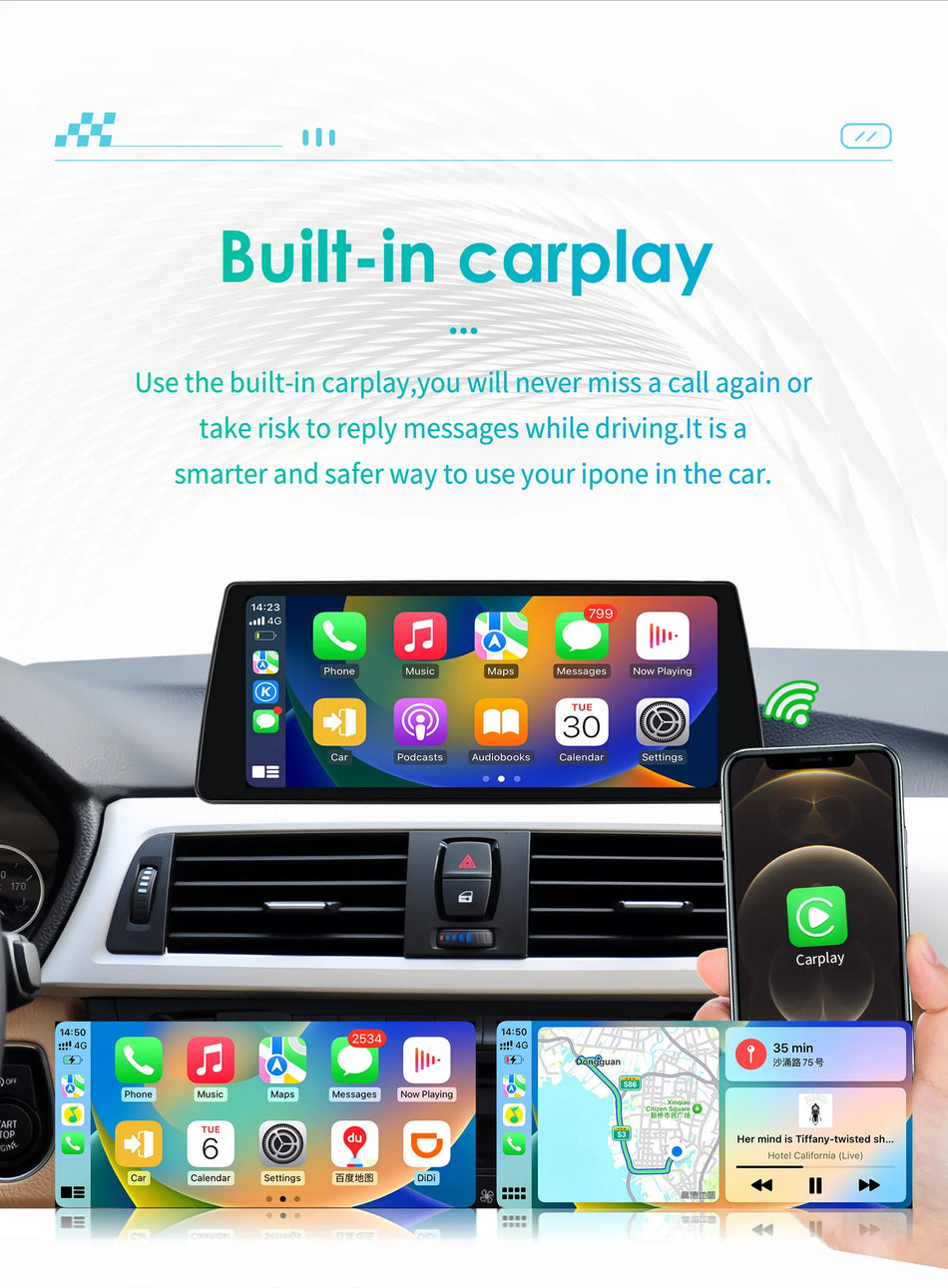 10.25 CarPlay Android 13 BMW 3 Serie F30 F31 Bilradio