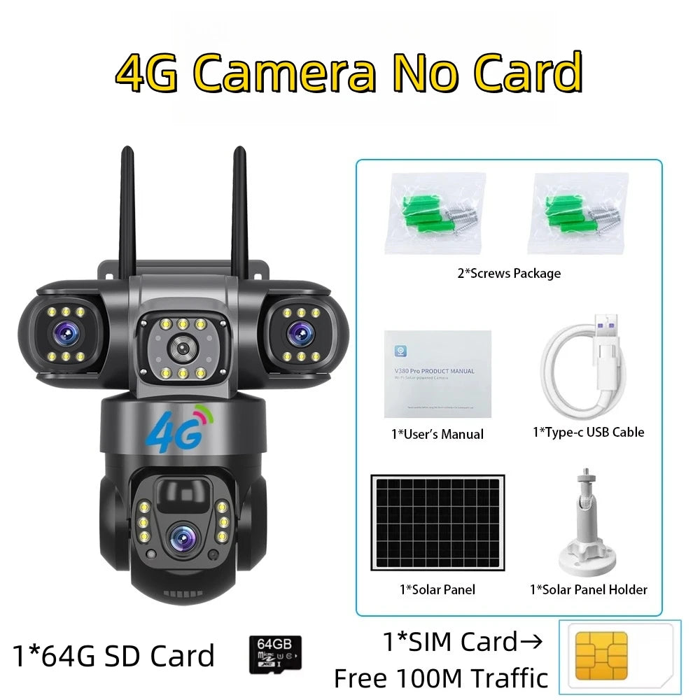 Solar 4G Camera with Sim Card 4G Cam 64G Card