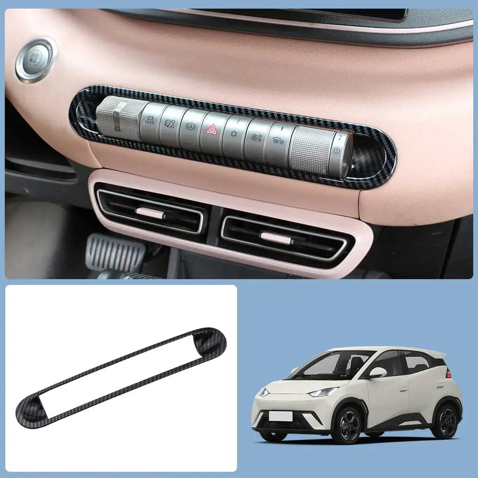 BYD Dolphin Center Console Panel Cover, ABS Carbon Fiber Look, Easy Install