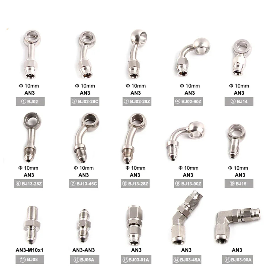 Banjo priključek za AN3 motorno hidravlično zavorno cev, nerjaveče jeklo 10mm