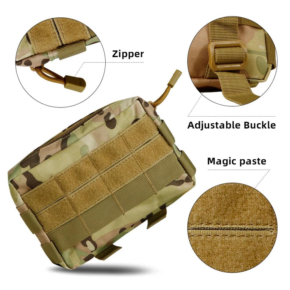 Pouch amministrativo tattico in nylon compatto con chiusura a zip sicura