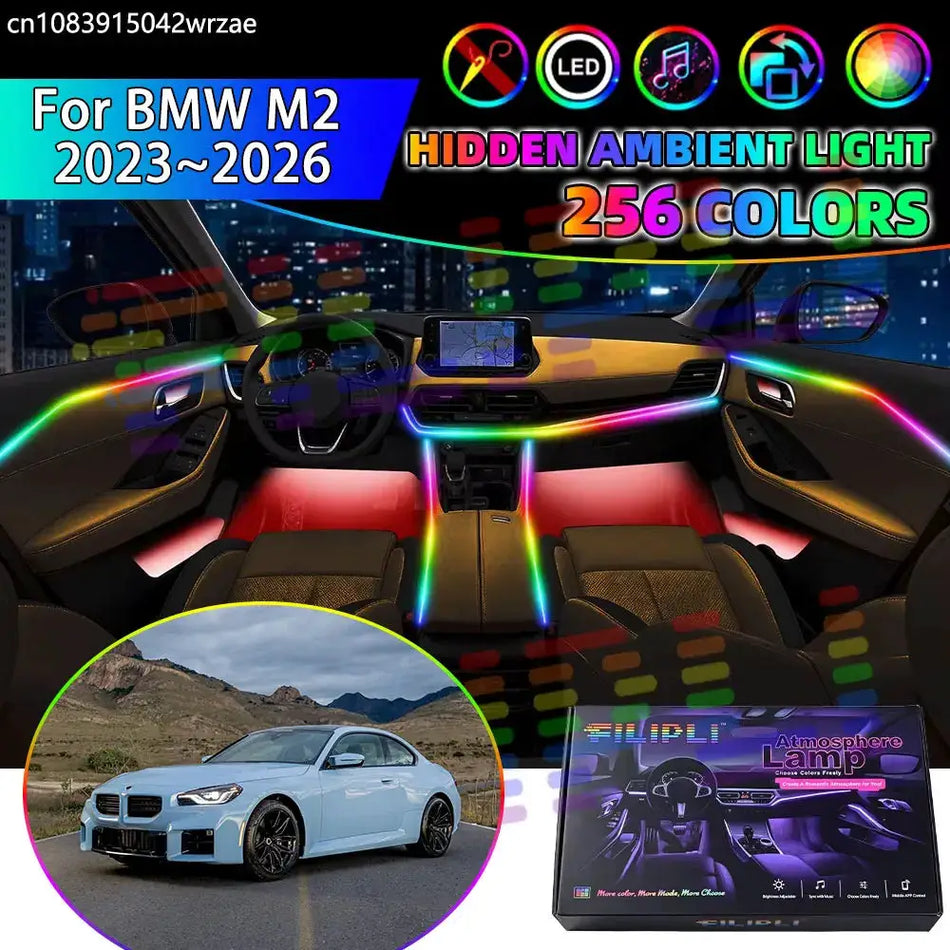 For BMW M2 2023~2026 G87 MK2 2024 2025 RGB Car Interior Ambient Lights Strips Breathing Lighting Kit App Control LED strips Auto by InterCyprus Trading Ltd