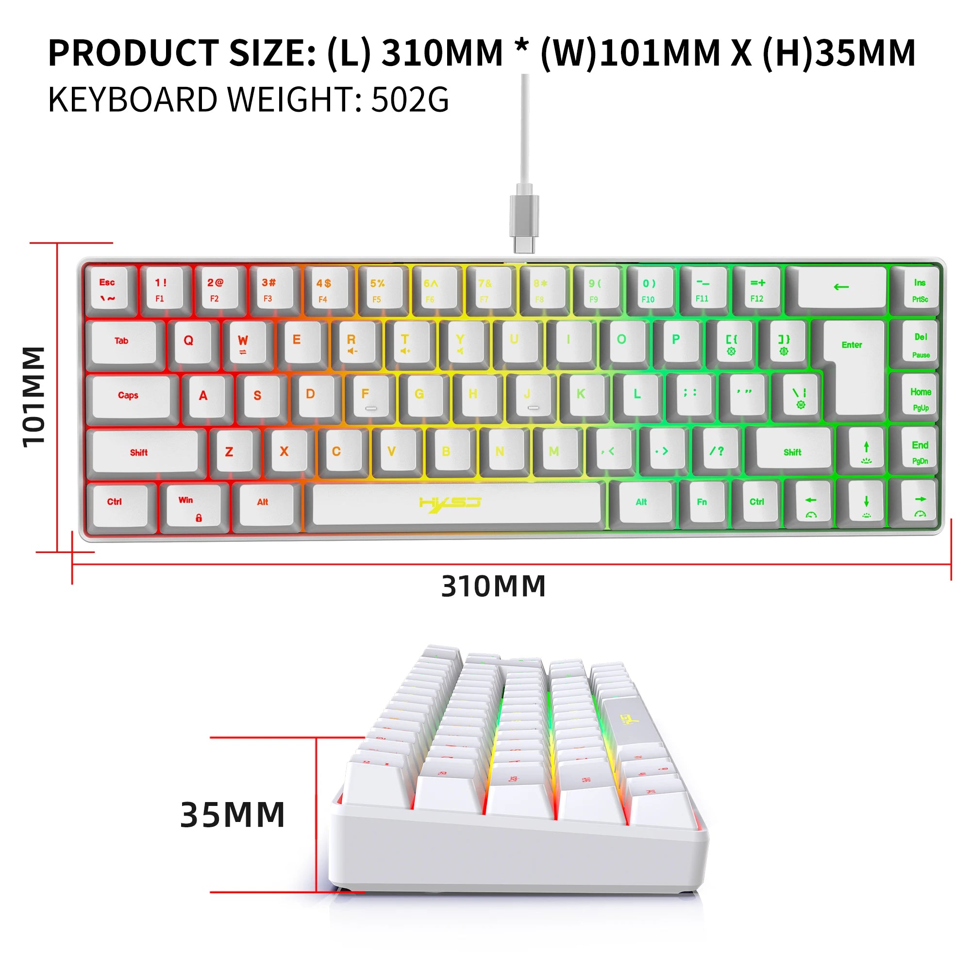 68 Keys Gaming Keyboard &ndash; LED RGB Backlight Keyboard