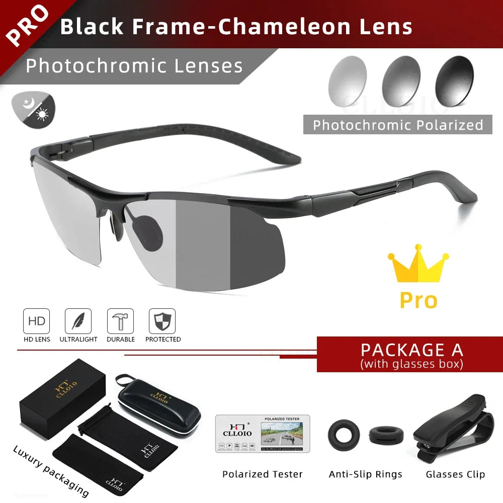 CLLOIO Photochromic Sunglasses &ndash; Polarized Anti-Glare Black-Photochromic