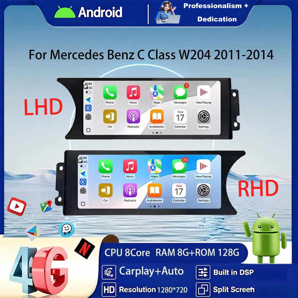 Navigație GPS Wireless Android Auto de 8.8 Inch pentru Mercedes Benz C Class W204