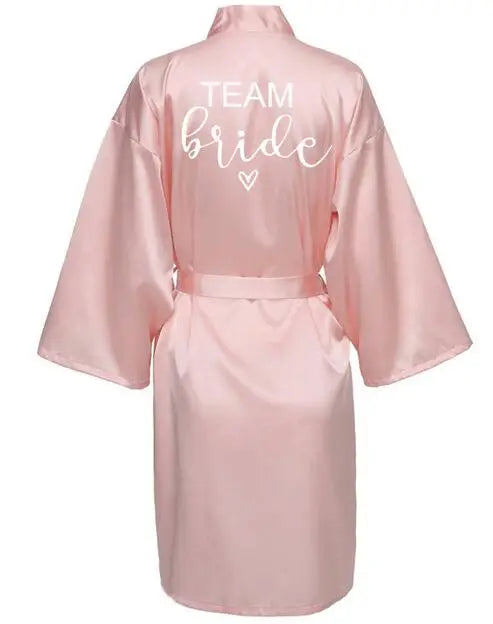 Elegant Team Bride Satin Robe for Weddings TEAM Bride pink / XXL