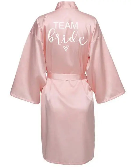 Elegant Team Bride Satin Robe for Weddings TEAM Bride pink / XXL