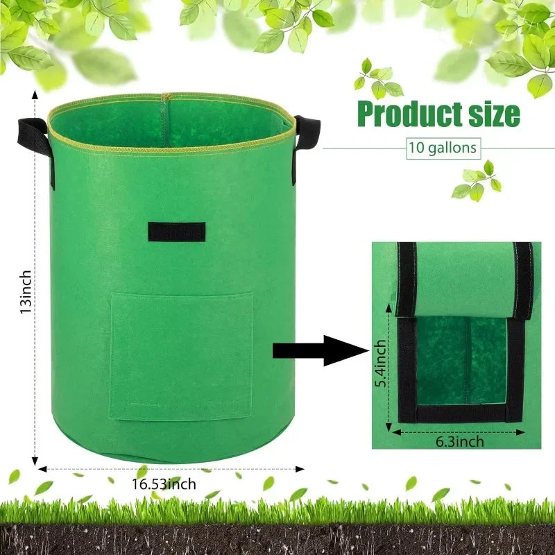 Non-Woven 10-Gallon Potato Planting Grow Bags with Harvest Windows