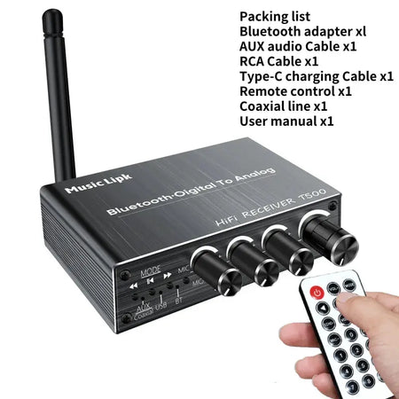 KEBIDUMEI Bluetooth 6.0 Audio Receiver AUX/RCA/USB U-Disk/6.5 Mic Karaoke/Coaxial DSP Wireless Adapter With IR Remote Control by InterCyprus Trading Ltd