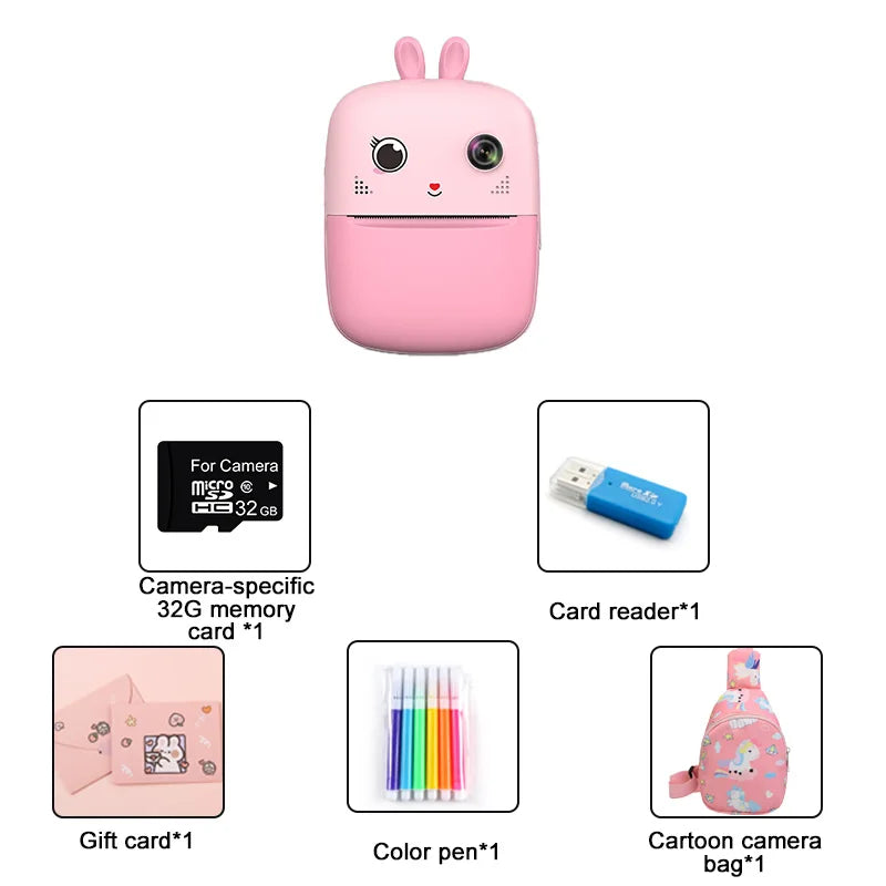 Kids Instant Print Digital Camera &ndash; Instant Photo Prints Pink-with Bag