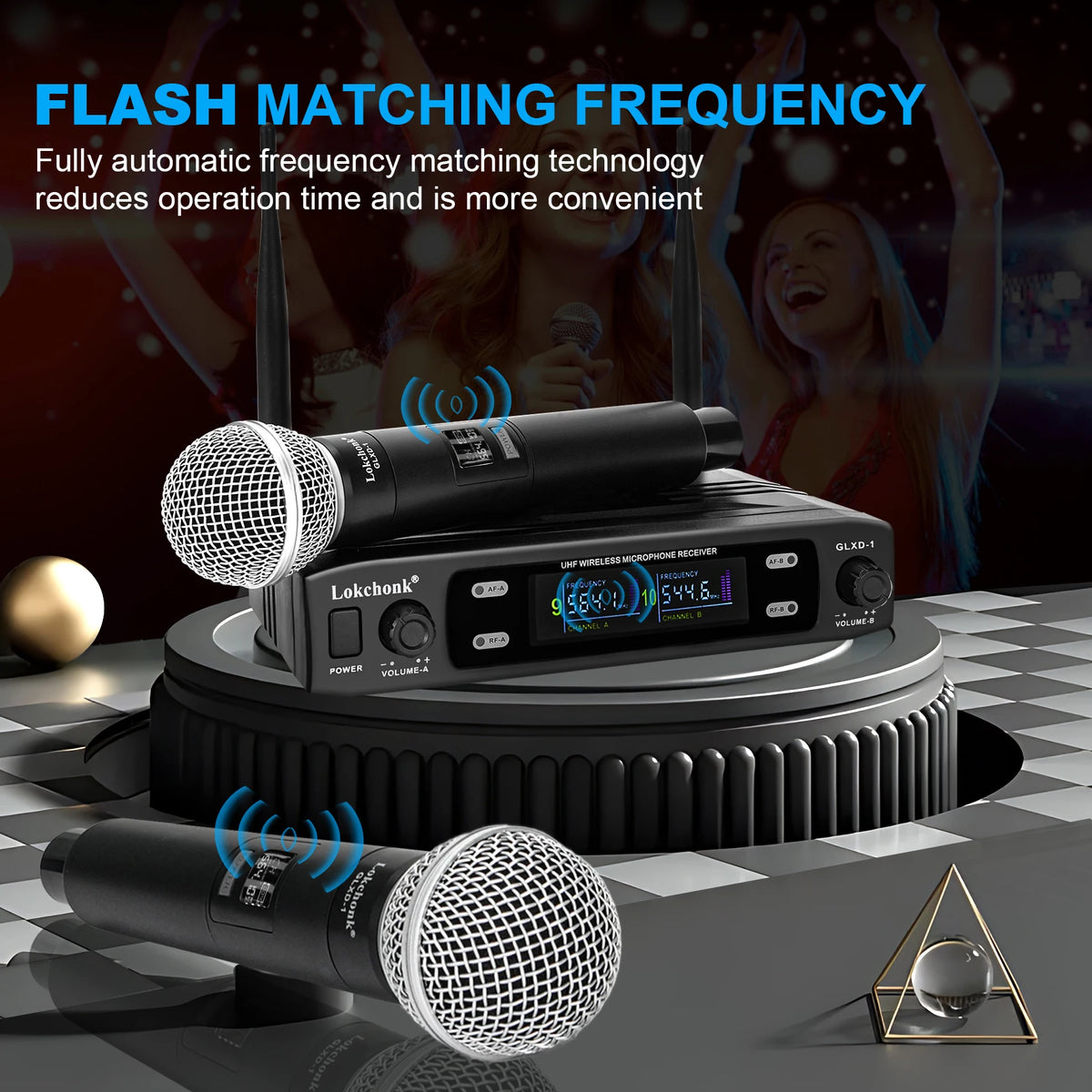 Dual Channel Wireless Mic System - Professional UHF Microphone for Stage and Karaoke