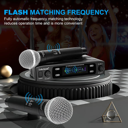 Dual Channel Wireless Mic System - Professional UHF Microphone for Stage and Karaoke